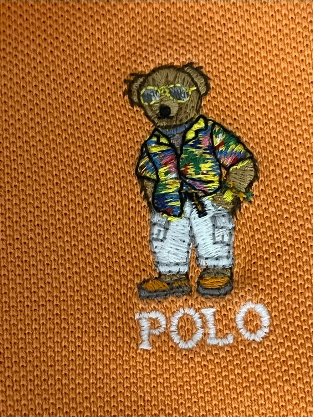 Ralph Lauren 2-pc Orange Pique Polo Shirt Chambray Shorts Set Size 6 Months